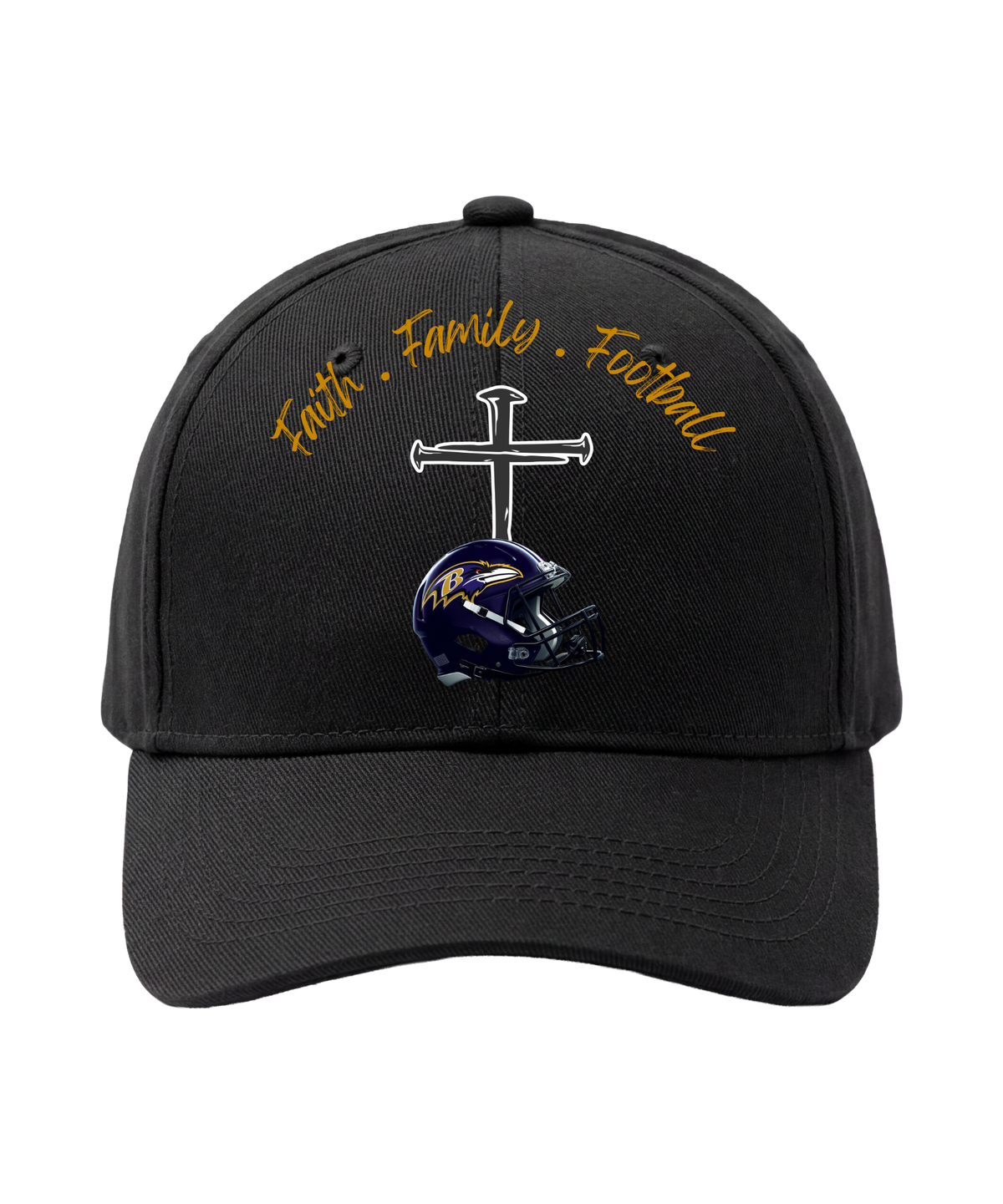 Faith • Family • Football Black Baseball Hat