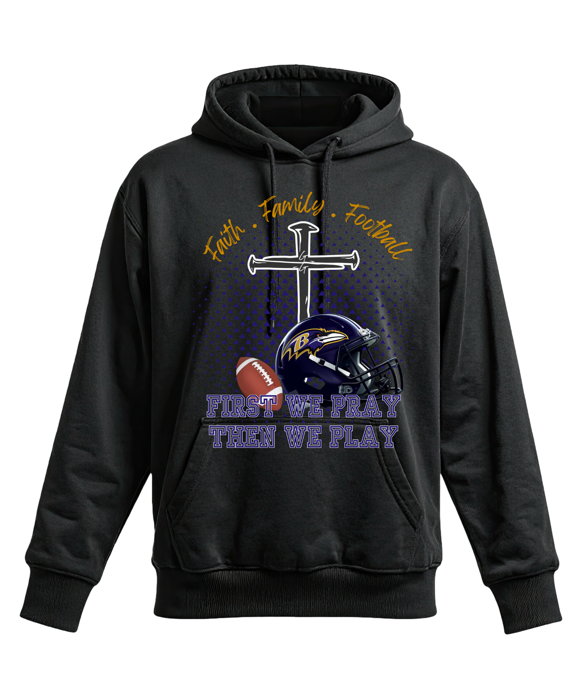 Faith • Family • Football Black Hoodie