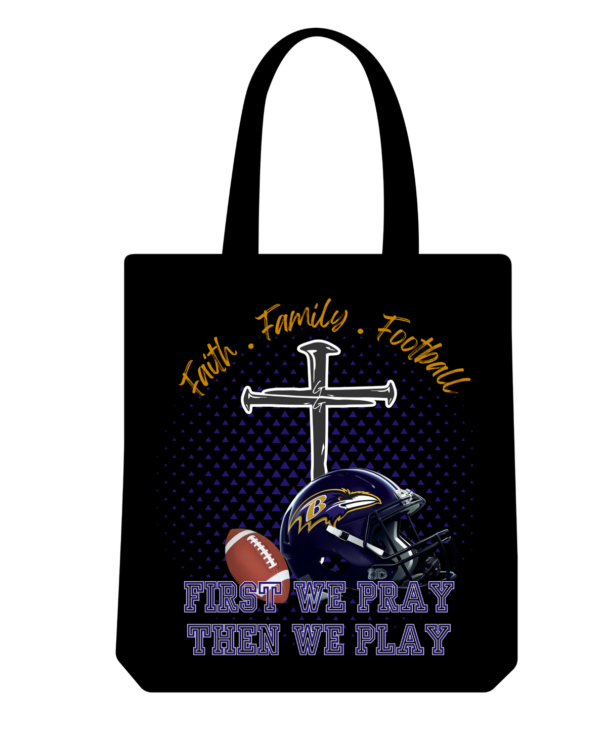 Faith • Family • Football Tote Bag