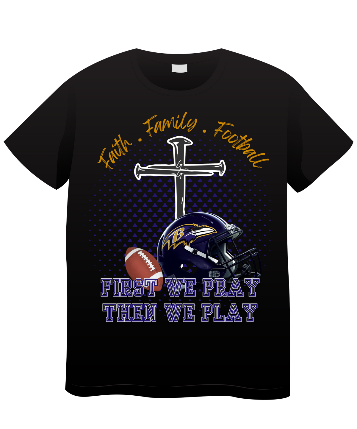 Faith. Family . Football Black T-shirt