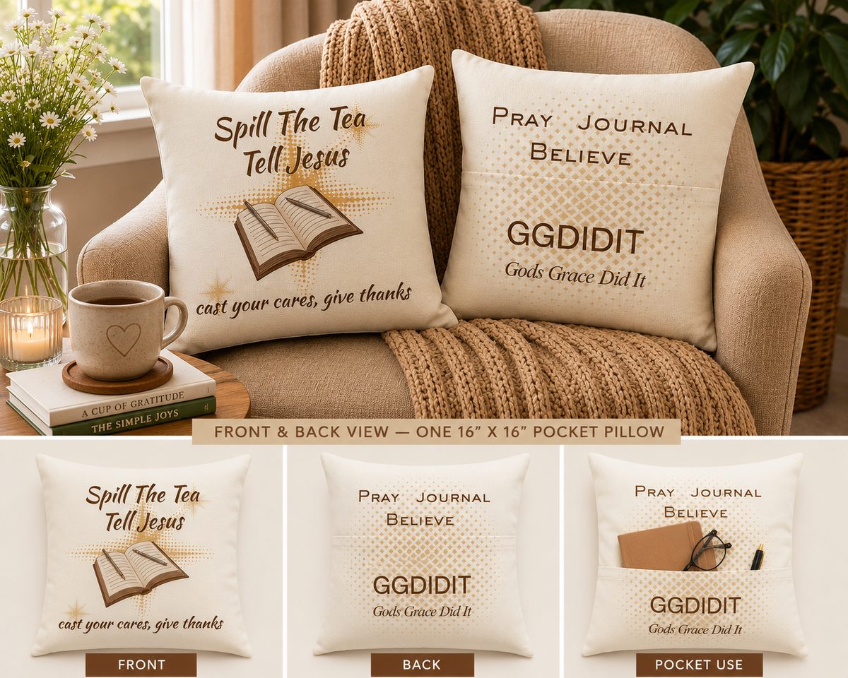 Spill the Tea... Tell Jesus Pocket Pillow